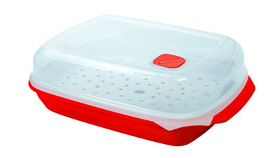 Good2heat Plus Microwave Cookware Rectangular Plastic Dishwasher Safe Steamer With Removable Tray 1.7L White