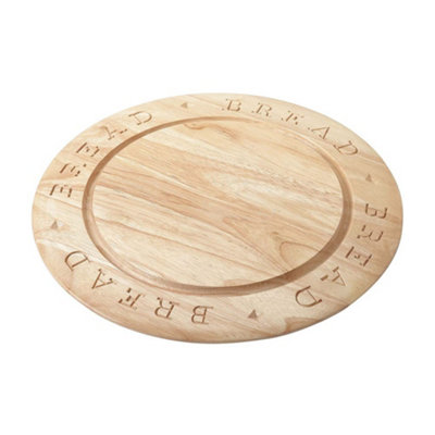 Eddingtons Bread Board: 31Cm Round Carved Bread BoardHevea Wood from B&Q