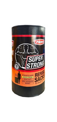 Hero 85L Heavy Duty Bin Bag Liners Pack Of 20 Extra-Strong Black Refuse Rubbish Sacks from B&Q