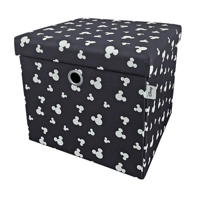 Disney Classic Mickey Mouse Foldable Ottoman Storage BoxSquare Toy Chest Box With Lid For KidsFoot StoolBlack from B&Q
