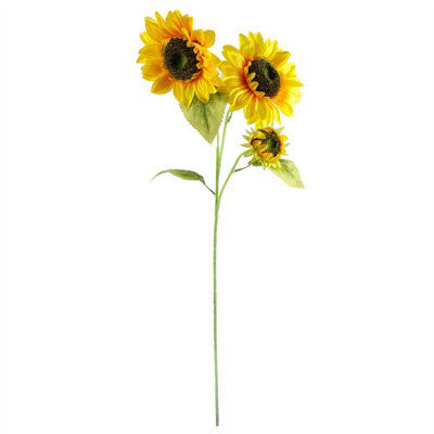 88cm Yellow Artificial Sunflower - 3 heads | DIY at B&Q