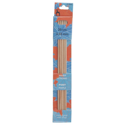 B&Q -  Maple De Kp 20Cmx3.75Knitting Pins: Double-Ended: Set Of Five: Maple: 20Cm X 3.75mmPony