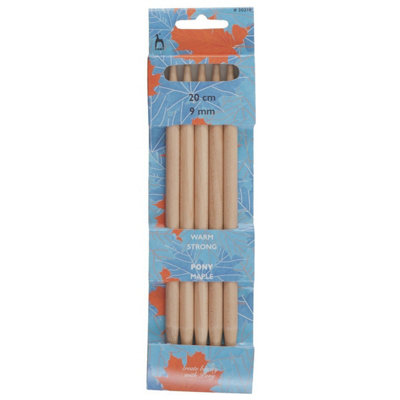 B&Q -  Maple De Kp 20Cmx9.00Knitting Pins: Double-Ended: Set Of Five: Maple: 20Cm X 9.00mmPony