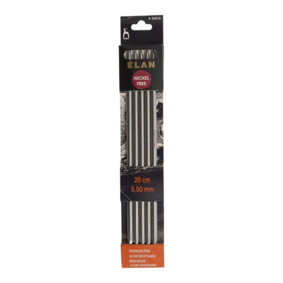 Groves Of Thames S/s Kp De 20Cmx5.50Knitting Pins: Double-Ended: Set Of Five: Stainless Steel: Elan: 20Cm X 5.50mmPony from B&Q