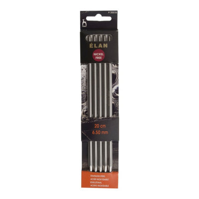 B&Q -  S/s Kp De 20Cmx6.50Knitting Pins: Double-Ended: Set Of Five: Stainless Steel: Elan: 20Cm X 6.50mmPony