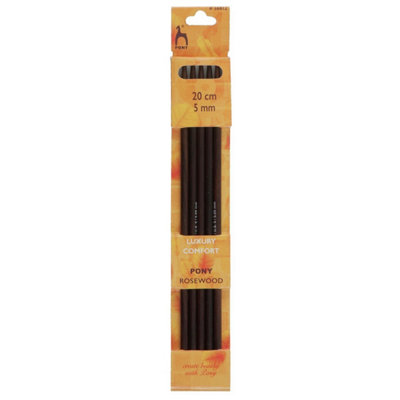 B&Q -  Rwood Kp De 20Cmx5.00Knitting Pins: Double-Ended: Set Of 5: Rosewood: 20Cm X 5.00mmPony