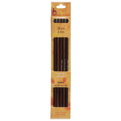 Groves Of Thames Rwood Kp De 20Cmx6.00Knitting Pins: Double-Ended: Set Of 5: Rosewood: 20Cm X 6.00mmPony from B&Q