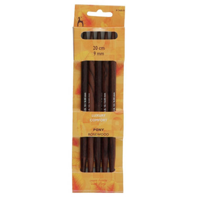 Groves Of Thames Rwood Kp De 20Cmx9.00Knitting Pins: Double-Ended: Set Of 5: Rosewood: 20Cm X 9.00mmPony from B&Q