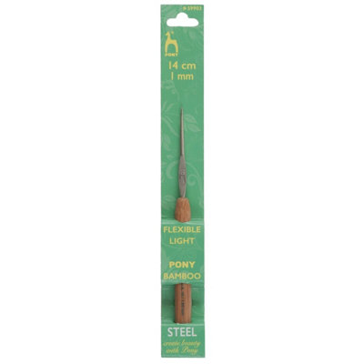B&Q -  Stl C/hk W/bamb 1.00Crochet Hook: Steel With Bamboo Handle: 14Cm X 1.00mmPony