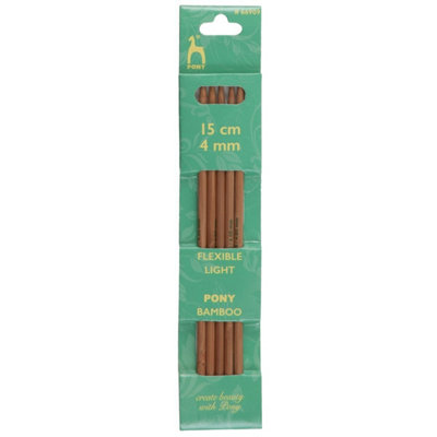 B&Q -  Bamb De Kp 15Cmx4.00Knitting Pins: Double-Ended: Set Of Five: Bamboo: 15Cm X 4.00mmPony