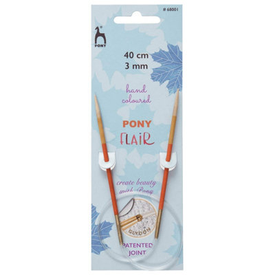 B&Q -  Flr Circ 40Cmx3.00mmKnitting Pins: Circular: Fixed: Hand Coloured: Flair: 40Cm X 3.00mmPony