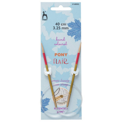 B&Q -  Flr Circ 40Cmx3.25mmKnitting Pins: Circular: Fixed: Hand Coloured: Flair: 40Cm X 3.25mmPony