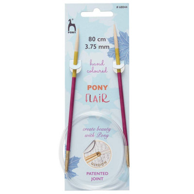 B&Q -  Flr Circ 80Cmx3.75mmKnitting Pins: Circular: Fixed: Hand Coloured: Flair: 80Cm X 3.75mmPony