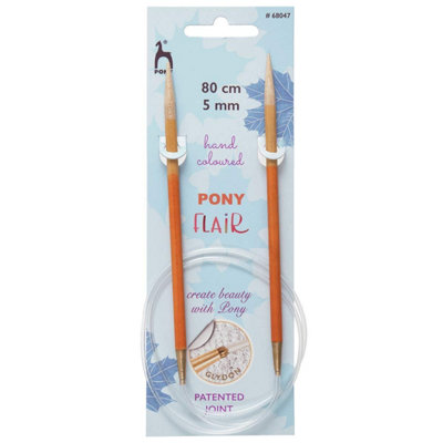 B&Q -  Flr Circ 80Cmx5.00mmKnitting Pins: Circular: Fixed: Hand Coloured: Flair: 80Cm X 5.00mmPony