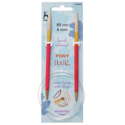 B&Q -  Flr Circ 80Cmx6.00mmKnitting Pins: Circular: Fixed: Hand Coloured: Flair: 80Cm X 6.00mmPony