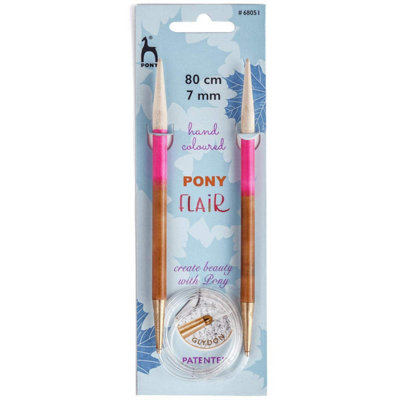 B&Q -  Flr Circ 80Cmx7.00mmKnitting Pins: Circular: Fixed: Hand Coloured: Flair: 80Cm X 7.00mmPony