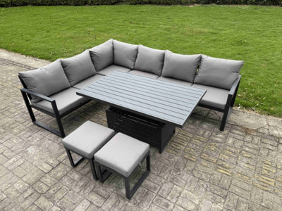 Fimous 7 Piece Garden Furniture Set 8 Seater Aluminium Outdoor Dining Set from B&Q