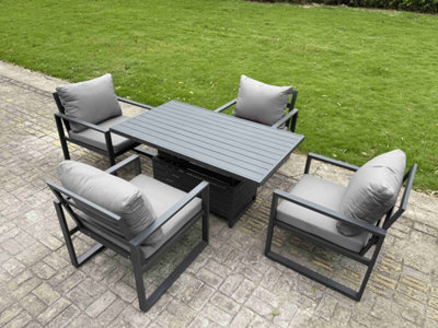 Fimous Aluminium Garden Furniture Set Adjustable Rising Lifting Dining Table And 4 Chairs Set from B&Q