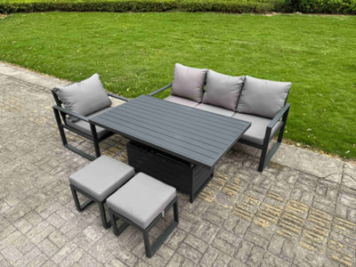 Fimous Aluminum Outdoor Dining Set Patio Dining Furniture Set Includes Chairs With 2 Small Footstools from B&Q
