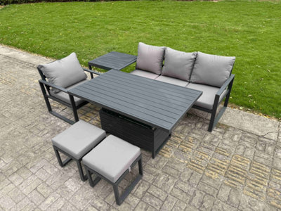 Fimous Aluminum Outdoor Dining Set Patio Dining Furniture Set Includes Chairs With 2 Small Footstools Side Table from B&Q
