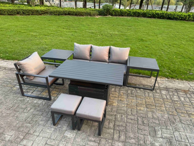 Fimous Aluminum Outdoor Dining Set Patio Dining Furniture Set Includes Chairs With 2 Small Footstools 2 Side Tables from B&Q