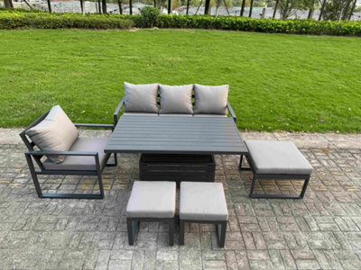 Fimous Aluminum Outdoor Dining Set Patio Dining Furniture Set Includes Chairs With 3 Footstools from B&Q