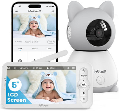 Iegeek 2K Baby Monitor With 5In ScreenNight VisionTwo-Way Talk And Ptz Camera from B&Q