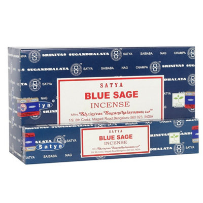 B&Q -  Set Of 12 Packets Of Blue Sage Incense Sticks By Satya