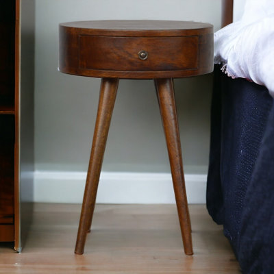 Artisan Furniture Solid Wood Nordic Chestnut Circular Bedside from B&Q