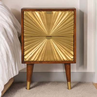 Artisan Furniture Solid Wood Manila Gold Bedside from B&Q