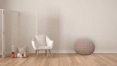 B&Q -  Solid Wood Tube Pouffe Cream