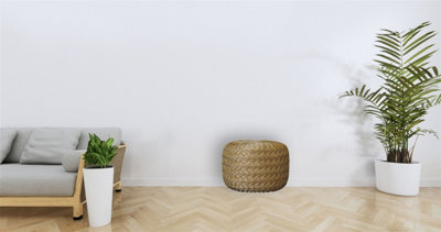 B&Q -  Solid Wood Ochre Hart Pouffe