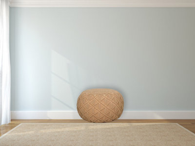 B&Q -  Solid Wood Ansley Beige Pouffe