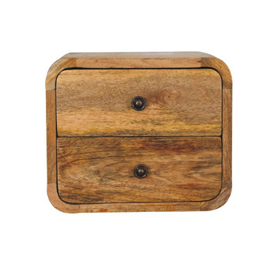 Artisan Furniture Solid Wood Mini Curve Oak-Ish Floating Bedside from B&Q