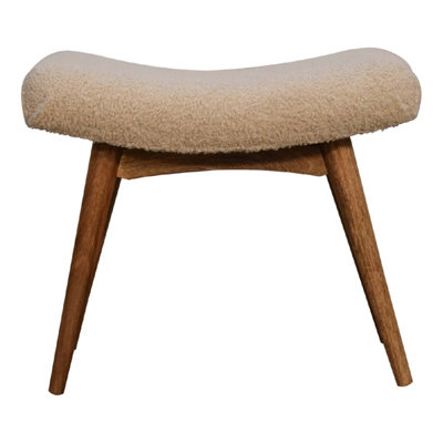 B&Q -  Solid Wood Boucle Cream Curved Bench