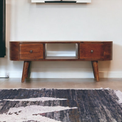 B&Q -  Solid Wood Chestnut Round Open Media Unit