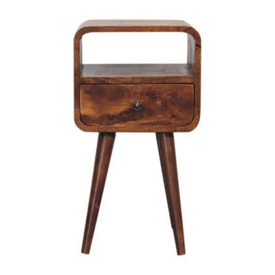 Artisan Furniture Solid Wood Mini Chestnut Curve Open Bedside from B&Q