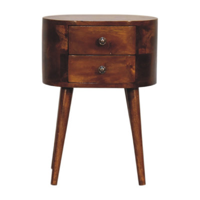 Artisan Furniture Solid Wood Mini Chestnut Rounded Bedside Table - Brown - Image 4