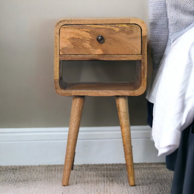 Artisan Furniture Solid Wood Mini Oak-Ish Curve Lower Bedside - Brown - Image 5