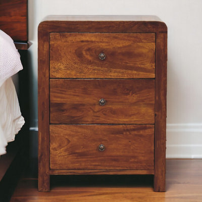 Artisan Furniture Solid Wood Aspen 3 Drawer Bedside - Chestnut - Image 5