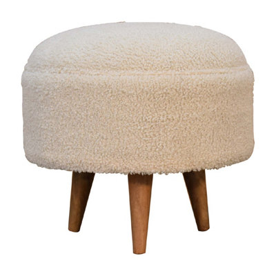 B&Q -  Cream Boucle Rounded Footstool