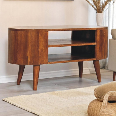 Artisan Furniture Cortez Brown 2 Shelf Solid Wood Chestnut Media Unit - Image 4