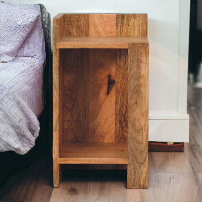 B&Q -  Solid Wood Oak-Ish Box Bedside