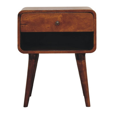 Artisan Furniture Solid Wood Curve Open Slot Chestnut Bedside Size 1