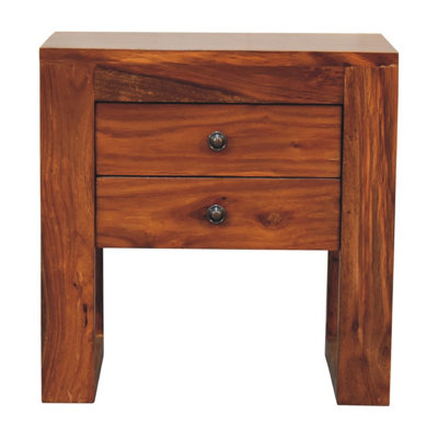 Artisan Furniture Solid Wood U-Square Honey Bedside from B&Q