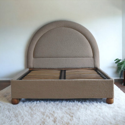 B&Q -  Solid Wood Cream Boucle Double Bed
