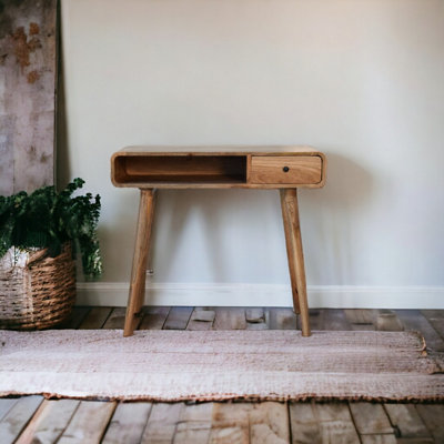 Artisan Furniture Solid Wood Curved Oak-Ish Writing Desk from B&Q