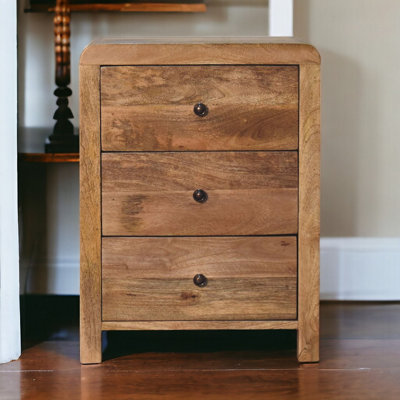 Artisan Furniture Solid Wood Aspen Oak-Ish 3 Drawer Bedside