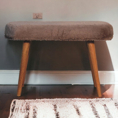 Artisan Furniture Solid Wood Mocha Faux Fur Fabric Bench from B&Q