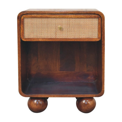 Artisan Furniture Solid Wood Chestnut Open Woven Bedside from B&Q